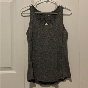 Grey marbled tank top with triangle cut-out